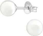 Aramat jewels ® - Pareloorbellen wit parel 925 zilver 6mm