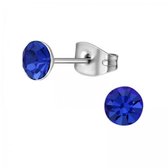 Aramat jewels ® - Oorbellen zweerknopjes saffier blauw zilverkleurig chirurgisch staal 5mm