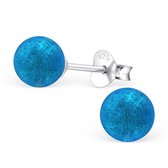 Aramat jewels ® - Zilveren pareloorbellen zijde blauw 925 zilver blauw 6mm