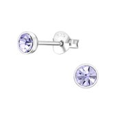 Aramat jewels ® - Kinder oorbellen rond kristal 925 zilver lila 4mm