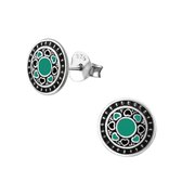 Aramat jewels ® - Aramat jewels oorbellen rond emaille 925 zilver 8mm groen