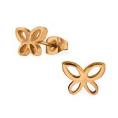 Aramat jewels ® - Aramat jewels oorbellen zweerknopjes vlinder rosékleurig staal 9mm x 7mm