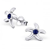 Aramat jewels ® - 925 sterling zilveren oorbellen zeester kristal blauw