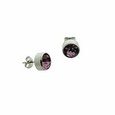 Aramat jewels ® - Grote oorbellen licht paars kristal chirurgisch staal zilverkleurig 10mm