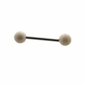 Balletjes tongpiercing parel creme chirurgisch staal 16mm 1.6mm 6mm