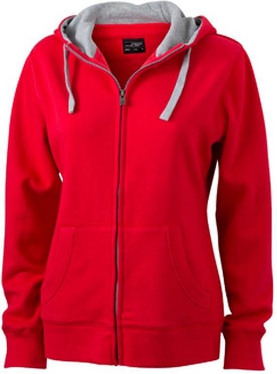 James and Nicholson Womens / Ladies Style de vie Zip-Hoodie (rouge / gris chiné)