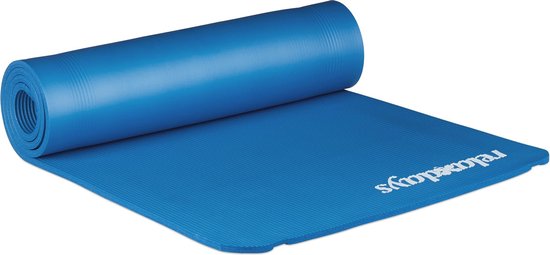 yogamat - 60 x 180 cm - 1 cm dik - met draagband - blauw