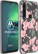 iMoshion Design voor de Motorola Moto G8 Power hoesje - Bloem - Roze / Groen