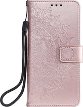 Shop4 - Samsung Galaxy M51 Hoesje - Wallet Case Mandala Patroon Rosé goud