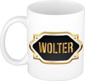 Naam cadeau mok / beker Wolter met gouden embleem 300 ml