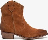 TwoDay suede dames cowboy western laarsjes - Cognac - Maat 40 - Echt leer
