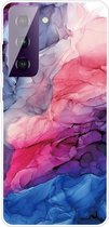 Marmer TPU Back Cover - Samsung Galaxy S21 Plus Hoesje - Roze / Blauw