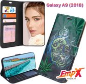 EmpX.nl Galaxy A9 (2018) Print (Doodskop) Boekhoesje | Portemonnee Book Case voor Samsung Galaxy A9 (2018) met Print (Doodskop) | Met Multi Stand Functie | Kaarthouder Card Case Galaxy A9 (20
