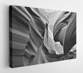 Tribute to ansel Adams, Black and white creative photography of Antelope canyon in Arizona, USA. Abstract photo, art, touristic destiny, erosion,  - Modern Art Canvas - Horizontal