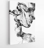 Double exposure portrait of young woman and cigarette smoke - Modern Art Canvas -Vertical - 257254285 - 115*75 Vertical