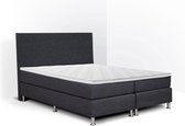 Boxspring Flanny compleet, merk Olympic Life, 200 x 200 cm, grijs, 18-delig met strak hoofdbord