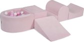 MeowBaby® Foam Speelset met ballenbak Roze incl 100 Ballen: Pastel Roze, Transparant, Wit