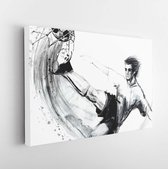 Soccer player. football silhouette hand drawn sketch illustration  - Modern Art Canvas  - Horizontal - 1077444815 - 115*75 Horizontal