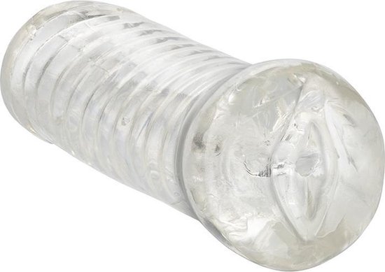Calexotics Basic Essentials Tight Pussy masturbator, helder, met geribbelde textuur.