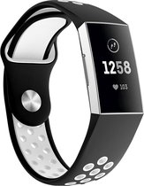 By Qubix - Fitbit Charge 3 & 4 siliconen DOT bandje - Wit / Zwart (Large) - Fitbit charge bandjes