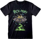 Rick And Morty Heren Tshirt -S- Spaceship Zwart