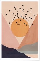 JUNIQE - Poster Sun Flock -60x90 /Kleurrijk