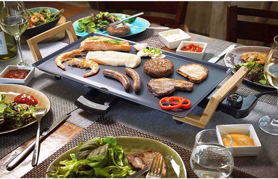 Bestron Bakplaat - ABP602BB - 2000W - Gourmet, Grillplaat M 47x26cm - 4-6 personen - Bamboe - 5 jaar garantie — afbeelding 4