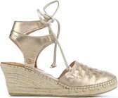 Fred de la Bretoniere Vrouwen Leren   Espadrilles / Damesschoenen - Sleehak - Koordsluiting-  153010203 - Goud - maat 37