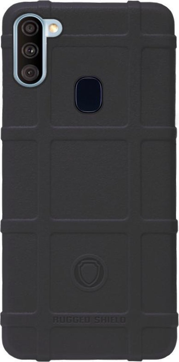 RUGGED SHIELD Rubber Bumper Case Hoesje Geschikt voor Samsung Galaxy A11/ M11 - Zwart