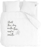 Walra Dekbedovertrek Smile with Love - 200x220 - 100% Katoen - Wit