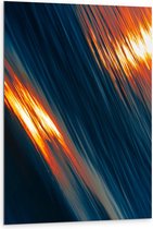 Dibond - Blauw/Oranje Lichtstrepen  - 80x120cm Foto op Aluminium (Wanddecoratie van metaal)