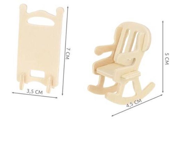 Poppenhuis meubels - 34 stuks - 175 onderdelen - Houten poppenhuis meubels