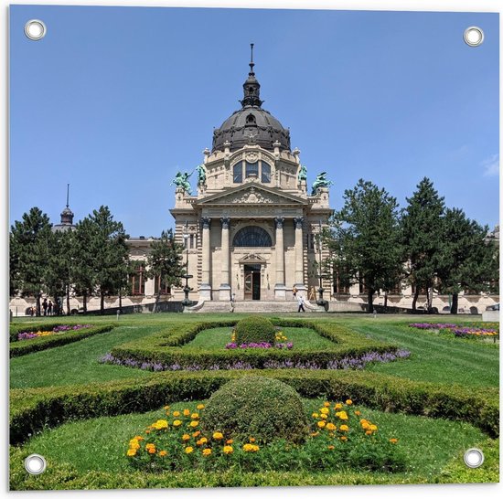 Tuinposter – Városliget - Boedapest  - 50x50cm Foto op Tuinposter  (wanddecoratie voor buiten en binnen)