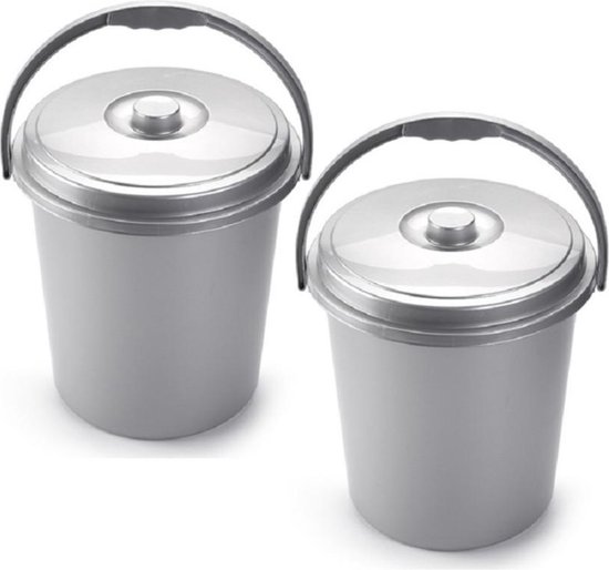 2 x poubelle verrouillable / poubelle avec couvercle 21 litres argent -  Séparateur... | bol.com
