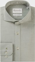 Michaelis Heren Overhemd Groen Twill Extreme Cutaway Slim Fit - 40