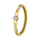 Geelgouden ring solitair met zirkonia