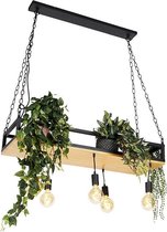 QAZQA shelf - Industriele Hanglamp eettafel voor boven de eettafel | in eetkamer - 5 lichts - L 100 cm - Zwart - Industrieel - Woonkamer | Slaapkamer | Keuken QAZQA shelf - Industriele Hanglamp eettafel voor boven de eettafel | in eetkamer - 5 lichts - L 100 cm - Zwart - Industrieel - Woonkamer | Slaapkamer | Keuken