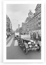 Walljar - Oldtimers De Dam Amsterdam - Zwart wit poster.