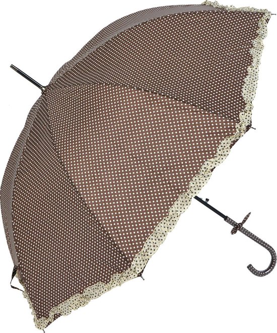 Juleeze Paraplu Volwassenen Ø 90 cm Bruin Polyester Stippen Regenscherm
