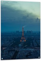 Tuinposter – Eiffeltoren midden in Parijs - 80x120cm Foto op Tuinposter  (wanddecoratie voor buiten en binnen)