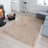 Tapiso Silk Vloerkleed Beige Licht Hoogpolig Woonkamer Tapijt Maat- 140x200