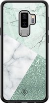 Samsung S9 Plus hoesje glass - Minty marmer collage | Samsung Galaxy S9+ case | Hardcase backcover zwart