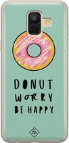 Samsung A6 2018 hoesje siliconen - Donut worry | Samsung Galaxy A6 2018 case | Roze | TPU backcover transparant