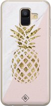 Samsung A6 2018 hoesje siliconen - Ananas | Samsung Galaxy A6 2018 case | Roze | TPU backcover transparant
