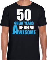 50 Great years of being awesome cadeau t-shirt zwart voor heren - 50 jaar verjaardag kado shirt / outfit S