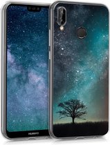 kwmobile telefoonhoesje voor Huawei P20 Lite - Hoesje voor smartphone in blauw / grijs / zwart - Sterrenstelsel en Boom design