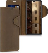 kalibri telefoonhoesje voor Samsung Galaxy A41 - Hoesje met pasjeshouder en standaard - bruin - Wallet case