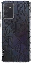 Casetastic Samsung Galaxy A72 (2021) 5G / Galaxy A72 (2021) 4G Hoesje - Softcover Hoesje met Design - Abstraction Lines Black Transparent Print