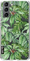 Casetastic Samsung Galaxy S21 4G/5G Hoesje - Softcover Hoesje met Design - Transparent Leaves Print