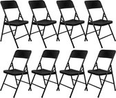 8 Klapstoelen tot 150 kg - Vouwbare Balkonstoel Rotan-Look - Tuinstoel Weerbestendig Zwart